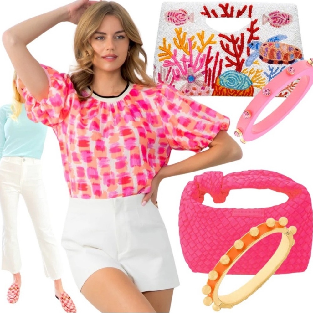 THML Abstract Pink and Red Blouse - Picture 2 of 5